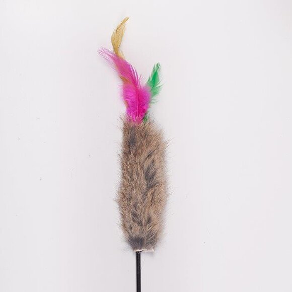 Дразнилка-удочка "Мех перьями", пластиковая палочка 55 см