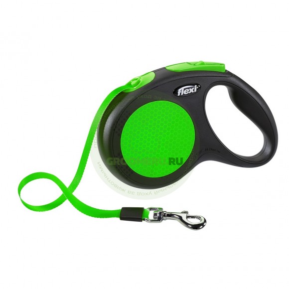 Поводок-рулетка для собак Flexi Neon M ремень, зеленый