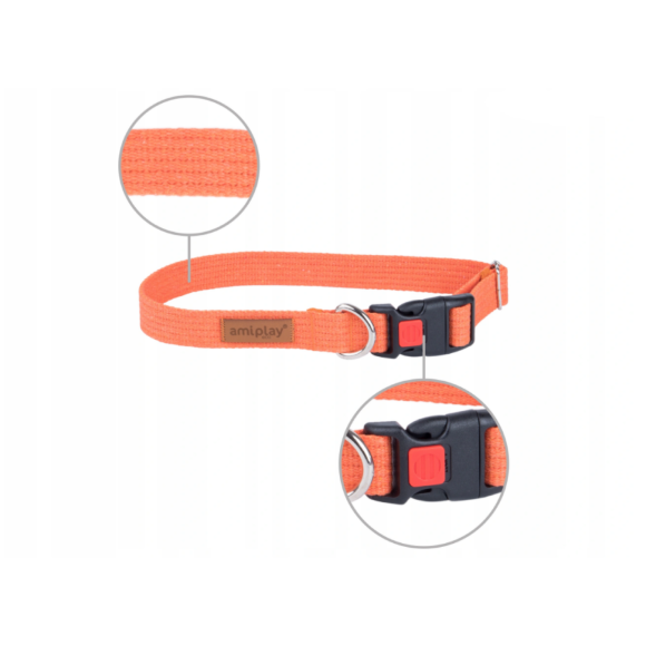 Oшейник регулируемый с блокировкой AmiPlay Cotton оранжевый, размер L Oшейник регулируемый с блокировкой AmiPlay Cotton оранжевый, размер L