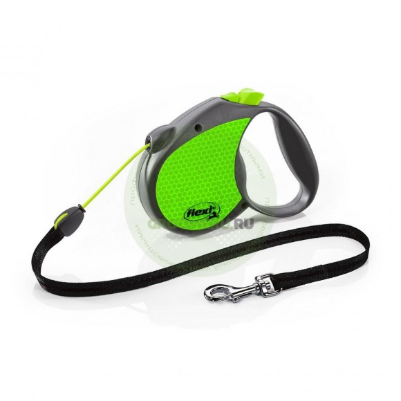 Поводок-рулетка для собак Flexi Neon S трос, зеленый (снято с производства)