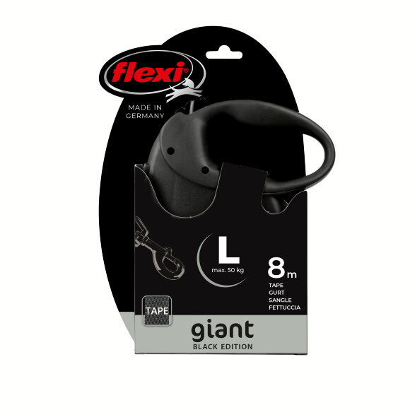 Поводок-рулетка flexi Giant лента L 8 м 50 кг Black edition