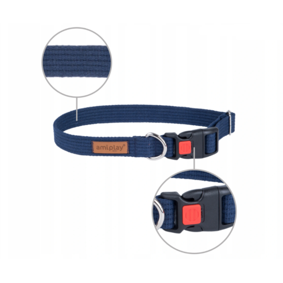 Oшейник регулируемый с блокировкой AmiPlay Cotton синий, размер M Oшейник регулируемый с блокировкой AmiPlay Cotton синий, размер M