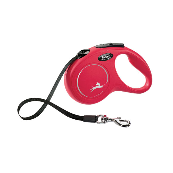Поводок-рулетка для собак Flexi New Classic L 5 м ремень красный (уценка)