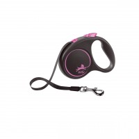 Поводок-рулетка для собак Flexi Black Design S 5 м 15 кг ремень, розовый