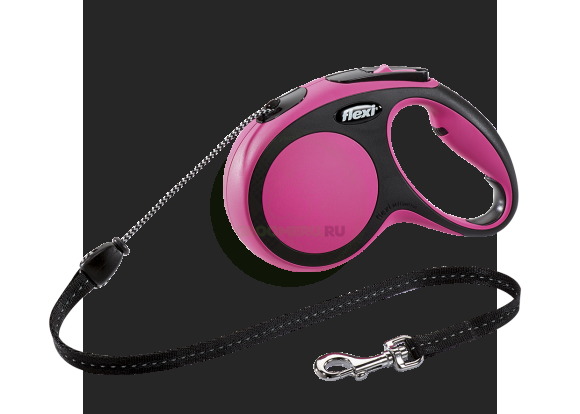 Поводок-рулетка для собак Flexi New Comfort M 5 м трос розовый (снято с производства)