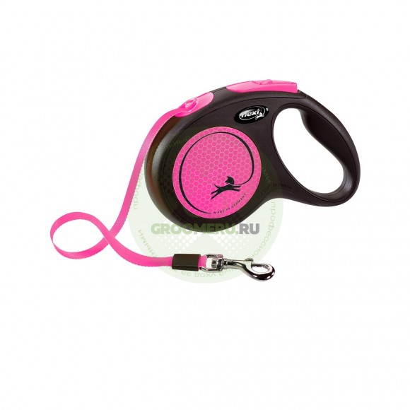 Поводок-рулетка для собак Flexi Neon M ремень, розовый