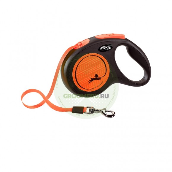 Поводок-рулетка для собак Flexi Neon M ремень, оранжевый