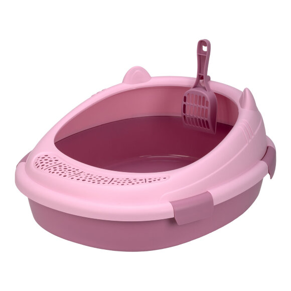 Лоток кошачий Diil 57х49х26 см овальный с совком, розовый Лоток кошачий Diil 57х49х26 см овальный с совком, розовый