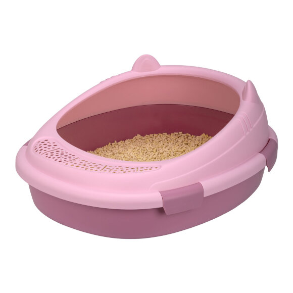 Лоток кошачий Diil 57х49х26 см овальный с совком, розовый Лоток кошачий Diil 57х49х26 см овальный с совком, розовый