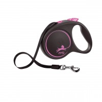 Поводок-рулетка для собак Flexi Black Design L 5 м 50 кг ремень, розовый