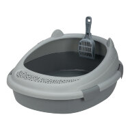 Лоток кошачий Diil 57х49х26 см овальный с совком, серый