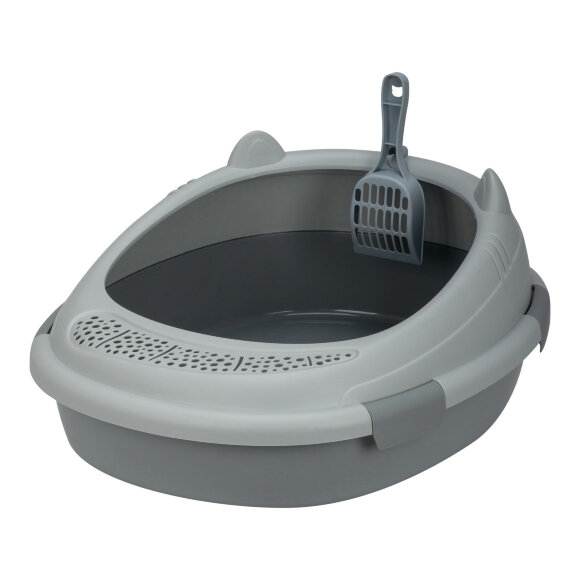 Лоток кошачий Diil 57х49х26 см овальный с совком, серый Лоток кошачий Diil 57х49х26 см овальный с совком, серый