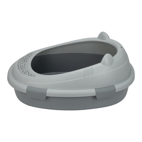 Лоток кошачий Diil 57х49х26 см овальный с совком, серый Лоток кошачий Diil 57х49х26 см овальный с совком, серый