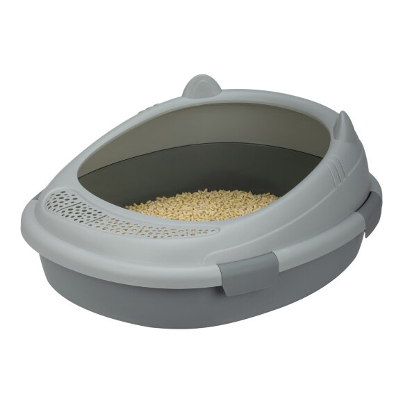 Лоток кошачий Diil 57х49х26 см овальный с совком, серый Лоток кошачий Diil 57х49х26 см овальный с совком, серый