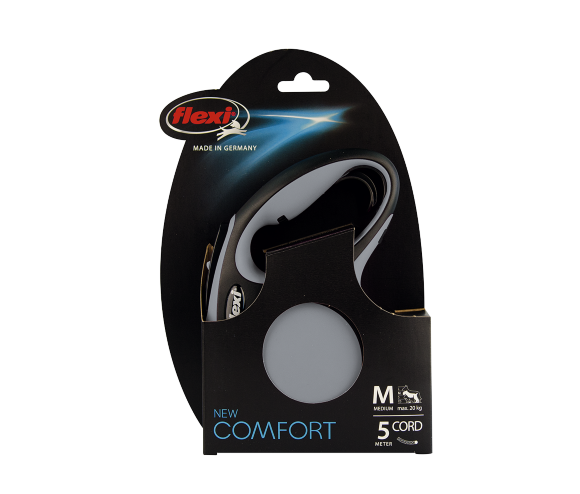 Поводок-рулетка для собак Flexi New Comfort M 5 м трос серый (снято с производства)