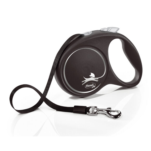 Поводок-рулетка для собак Flexi Black Design  50 кг 5 м  ремень, серый