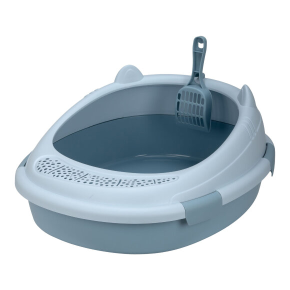 Лоток кошачий Diil 57х49х26 см овальный с совком, синий