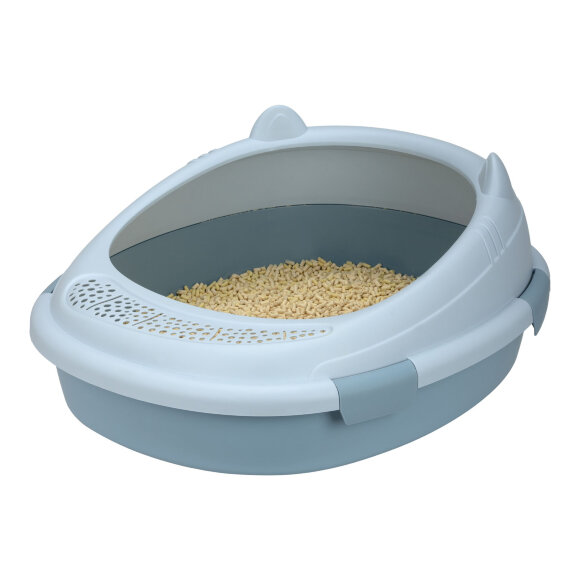 Лоток кошачий Diil 57х49х26 см овальный с совком, синий