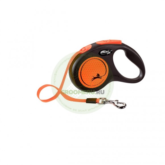 Поводок-рулетка для собак Flexi New Neon S ремень, оранжевый