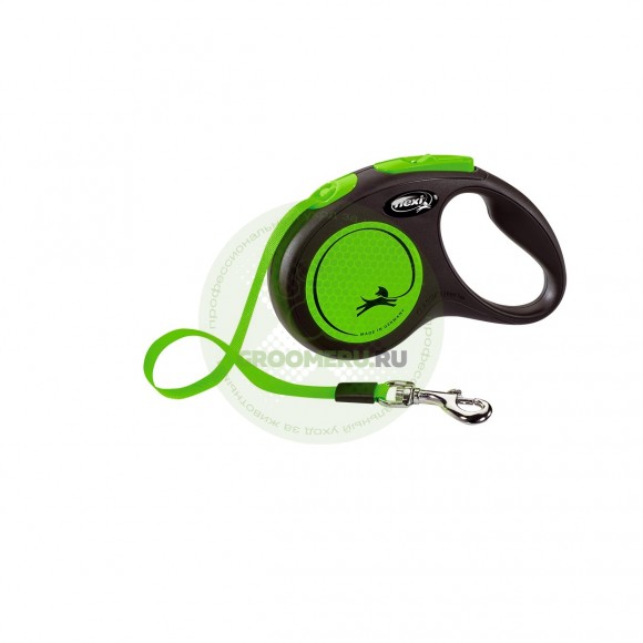 Поводок-рулетка для собак Flexi New Neon S ремень, зеленый