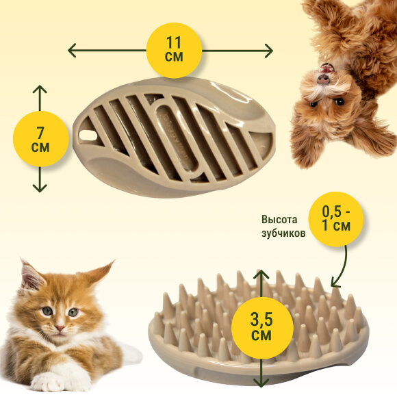 Силиконовая щетка Doggyman для удаления короткой шерсти, коричневая Силиконовая щетка Doggyman для удаления короткой шерсти, коричневая