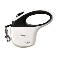 Поводок-рулетка для собак Flexi One For All лента 5 м 15 кг, черно/белая