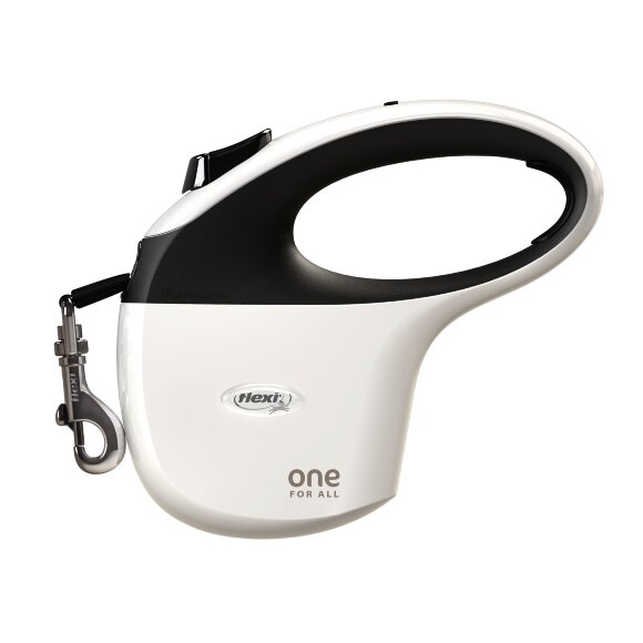 Поводок-рулетка для собак Flexi One For All лента 5 м 15 кг, черно/белая