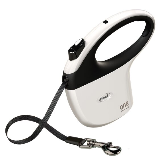 Поводок-рулетка для собак Flexi One For All лента 5 м 15 кг, черно/белая